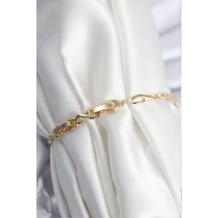 Pirinç VIP Seri Gold Renk Sıralı Damla Model Kadın Bileklik