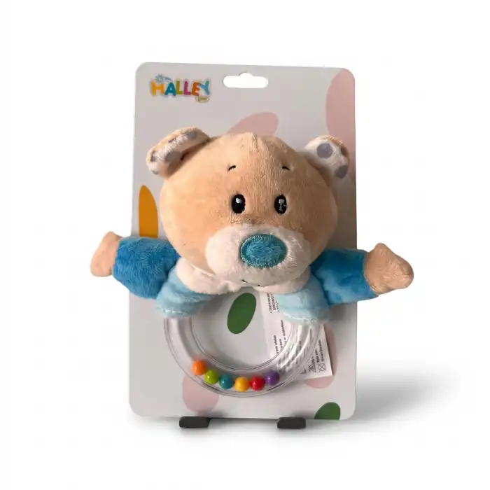 Peluş El Çıngırağı 15 cm Şeffaf Halka Bebek Aktivite ve Gelişim Oyuncağı BX-316459