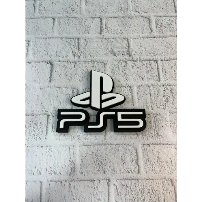 Playstation 5 Logo Duvar Dekoru Minimal Tasarım 16×12 Cm
