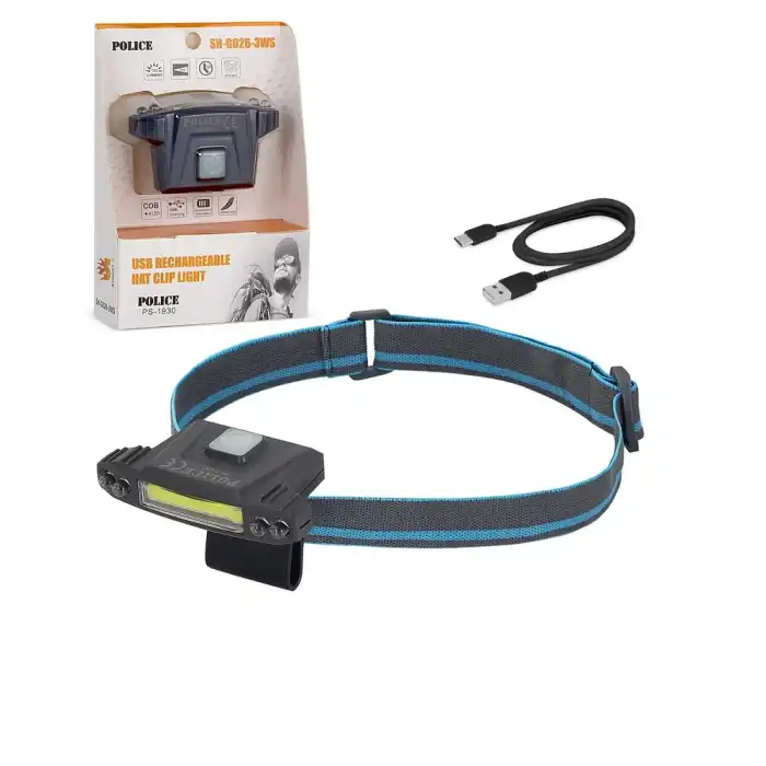 Police Ps-1930 Usb Şarjlı Cob Led Şapka Feneri