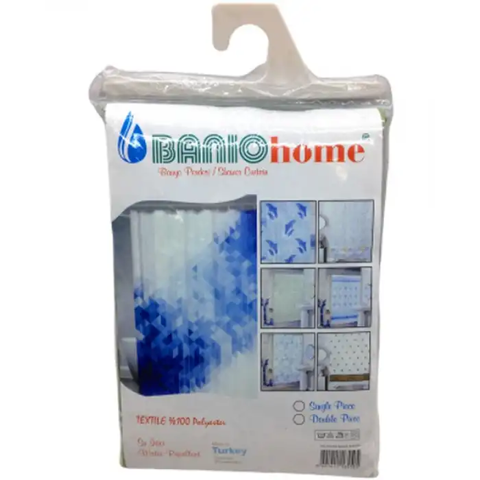 Polyester Çift Kanat Su İtici Banyo Perdesi 90x200cm Bx40