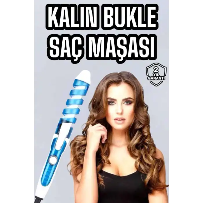 Profesynel Saç Maşası Kalın Bukleler Spiralli Seramik Kaplama