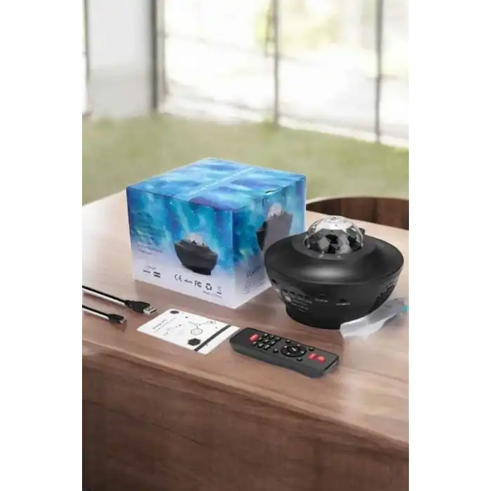 Projektör Yıldız Gece Lambası Disko Topu Bluetooth Bağlantılı Taşınabilir Şarjlı