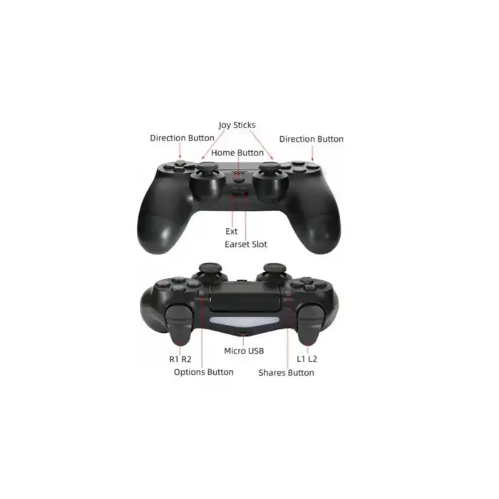 Kablosuz PS4 Oyun Kolu | Wireless Joystick Gamepad | Titreşimli DualShock Uyumlu – Siyah