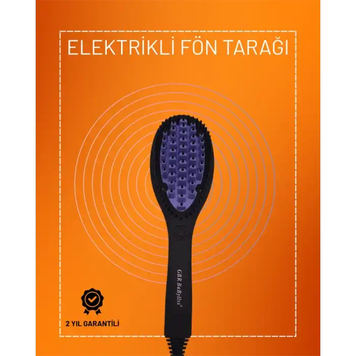 PTC Seramik Isı Ayarlı Saç Düzleştirme Fırçası – Siyah
