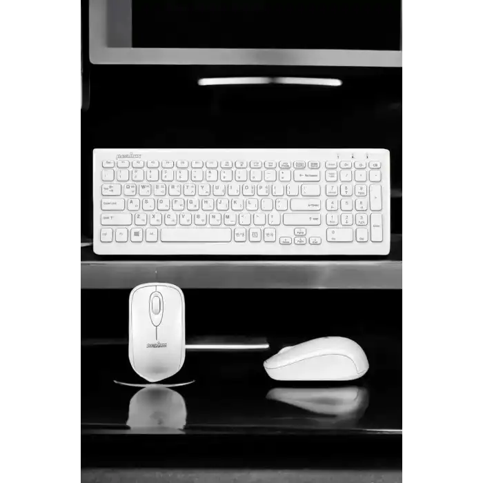 Q Klavye Beyaz Klavye Ve Mouse Seti Kablosuz USB Girişli