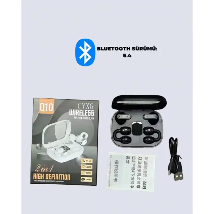 Q10 True Wireless Stereo Kulaklık – Ergonomik Tasarım, 10m Menzil, Type-C