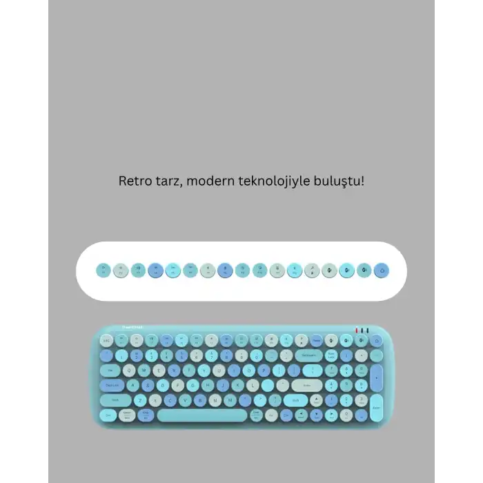 Retro Daktilo Stilli Kablosuz Klavye Mouse Seti – Sessiz ve Şık