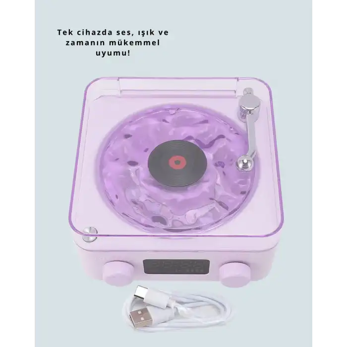 Retro Pikap Tasarımlı Bluetooth Hoparlör – Projektörlü Şarjlı Lamba