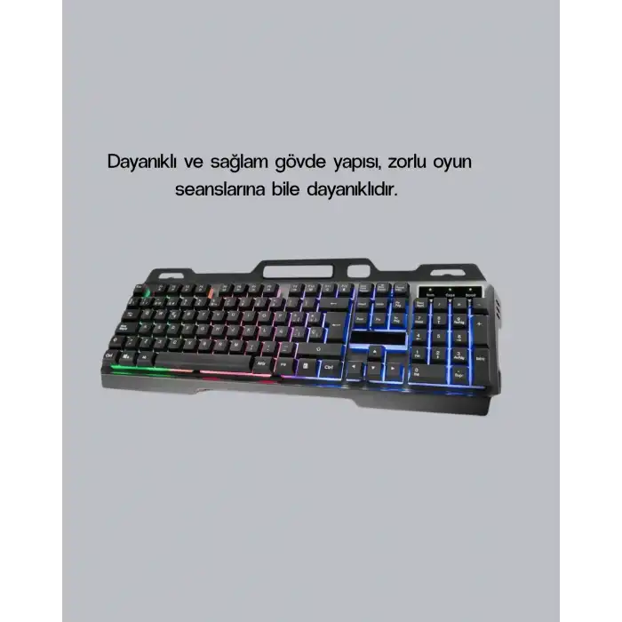 RGB Aydınlatmalı Klavye Mouse Seti – USB Bağlantılı, Türkçe Q, Ayarlanabilir DPI, Ergonomik Yapı