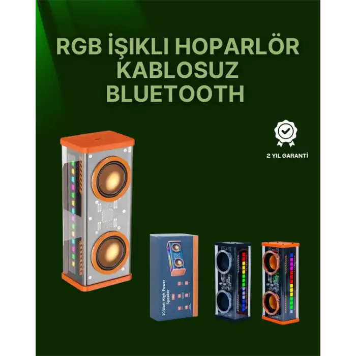 RGB Işıklı Şeffaf Tasarım Kablosuz Bluetooth Hoparlör