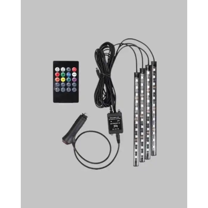 Rgb Müzik Kontrollü Araç Led Işık Seti 48 Led 12v Uzaktan Kumandalı