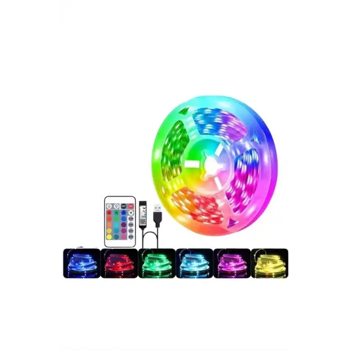 Rgb Şerit Led 10 Metre Led Işık Kumanda İle Kontrol Rgb