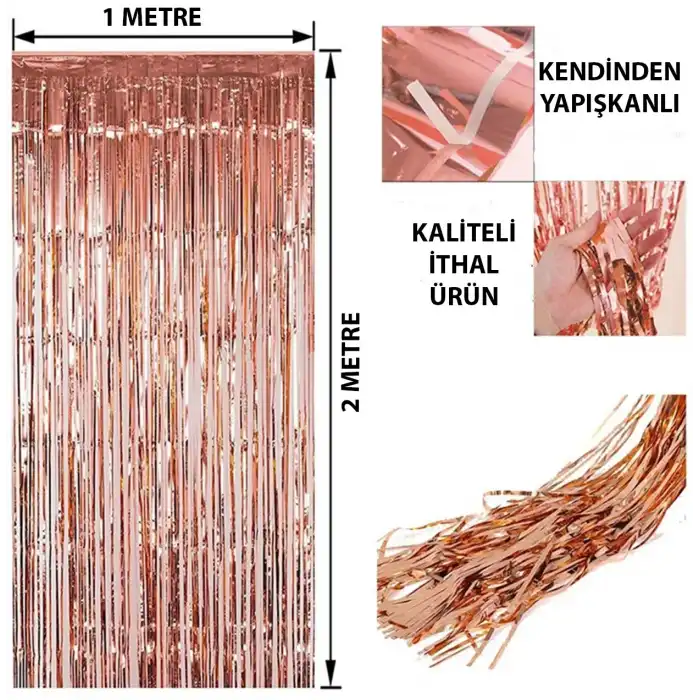 Rose Gold Püsküllü Kapı Perdesi