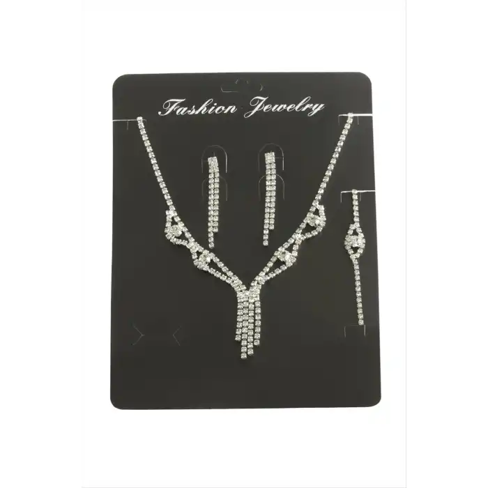 Sallantılı Taşlı Set Kolye