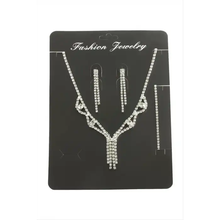 Sallantılı Taşlı Set Kolye