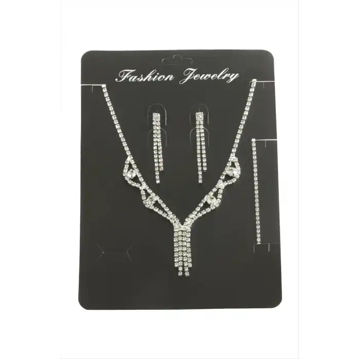 Sallantılı Taşlı Set Kolye