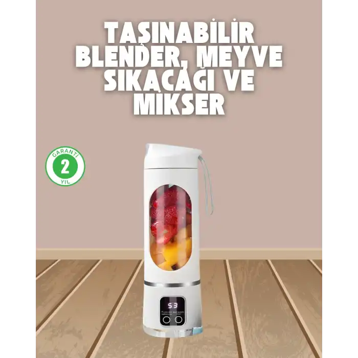 Şarjlı Blender – 12 Bıçaklı, 450 ml Kapasiteli, Taşınabilir Tip-C Mikser