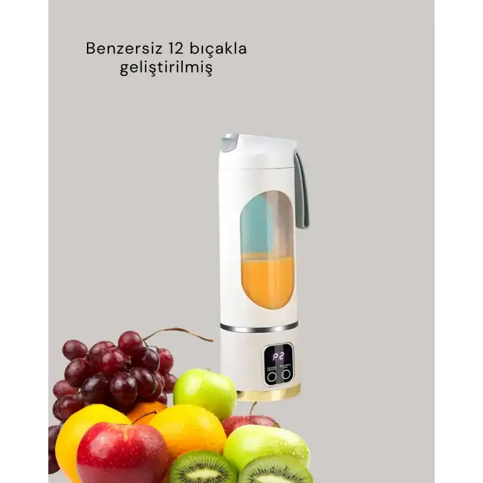 Şarjlı Blender – 12 Bıçaklı, 450 ml Kapasiteli, Taşınabilir Tip-C Mikser