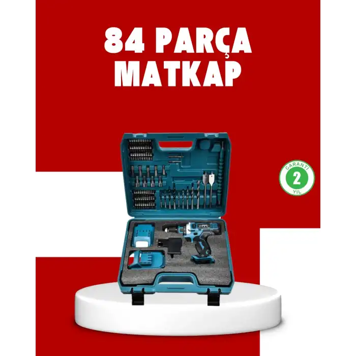 Şarjlı Matkap Seti Çift Akülü Zengin Uçlu Ve Çantalı
