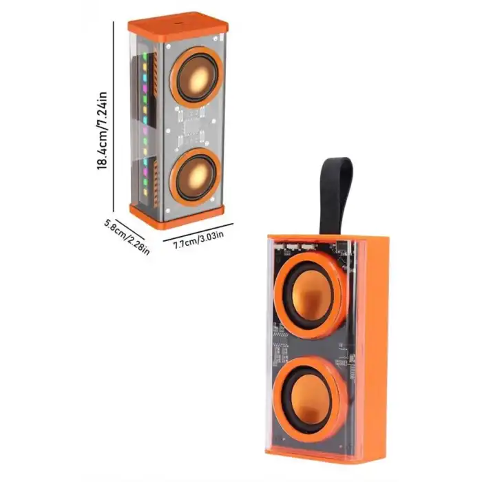 Şeffaf Taşınabilir Bluetooth Hoparlör Uzun Ömürlü Çift Hoparlörlü