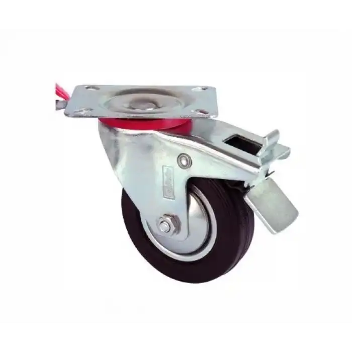 Servis Tekeri - Tablalı Frenli Siyah Döner - Çap 100 Mm