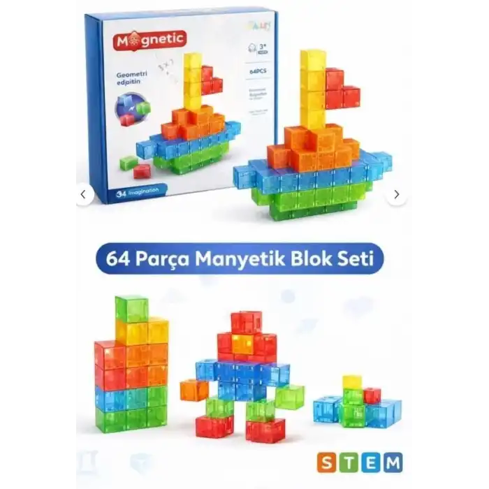 SH59838 MAGNET KÜP YAPI BLOK SETİ 64 PARÇA-ZRV
