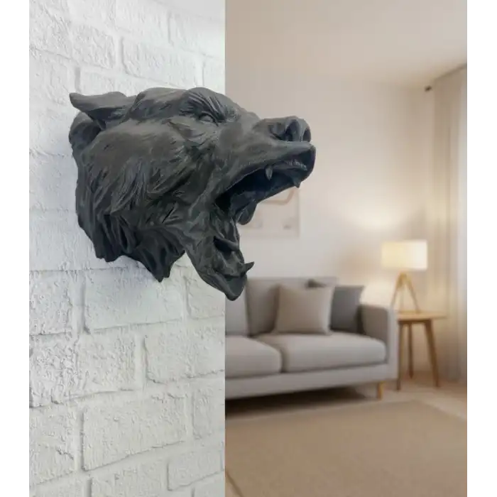 Siyah Ayı Figürü Duvar Dekoru Asılabilir Hediyelik Heykel 25x19 cm