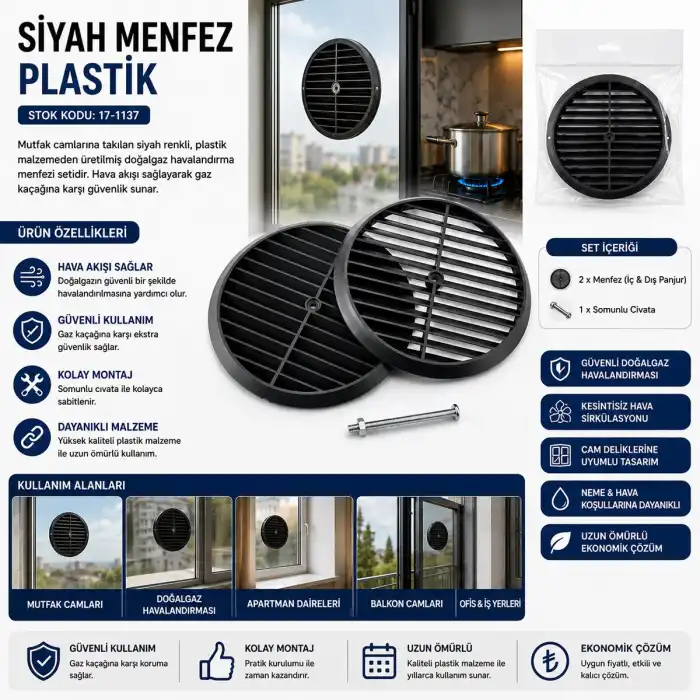 Siyah Menfez Plastik Bx40
