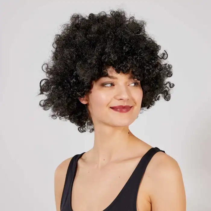Siyah Renk Kıvırcık Afro Bonus Peruk Bx40