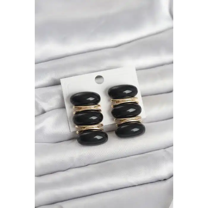 Siyah Vintage Model Gold Renk Kadın Küpe