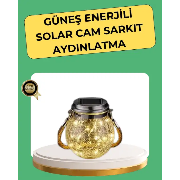 Solar Güneş Enerjili Dekoratif Cam Lamba