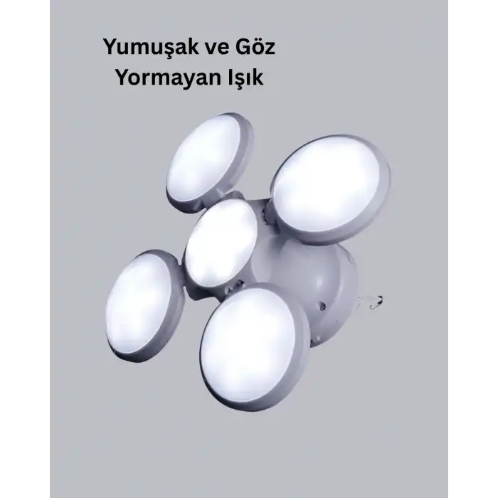 Solar Güneş Enerjili ve USB Şarjlı 5 Kanatlı LED Kamp Lambası