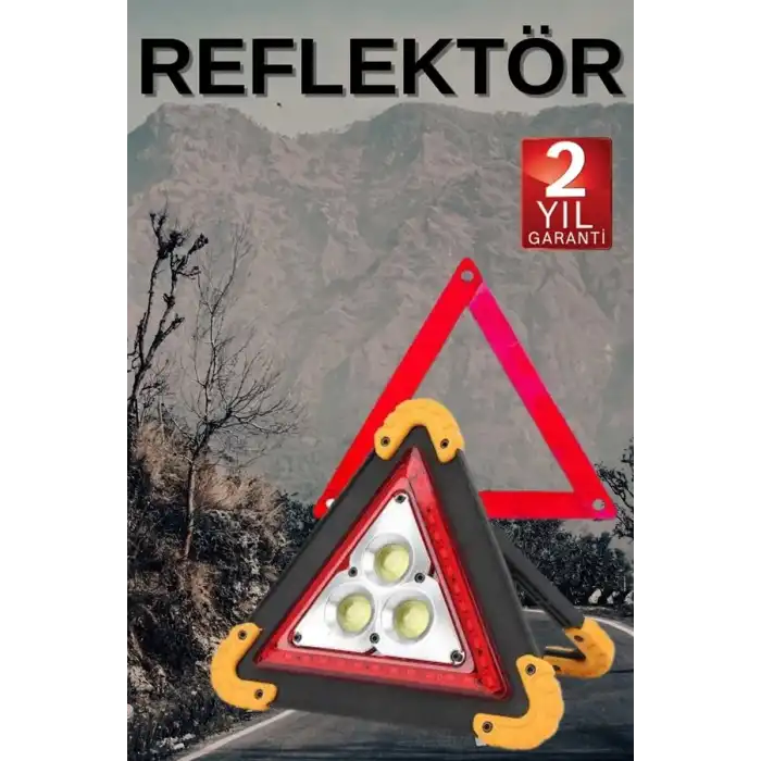 Solar Şarjlı Çok Fonksiyonlu Reflektör Işıklı Ikaz Lambası Acil Durum Reflektörü Acil Durum Uyarı Lambası