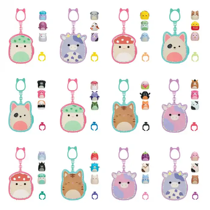 Squish-a-longs 3 Figür + Yüzük Çantalı Sürpriz Paket Seri 1