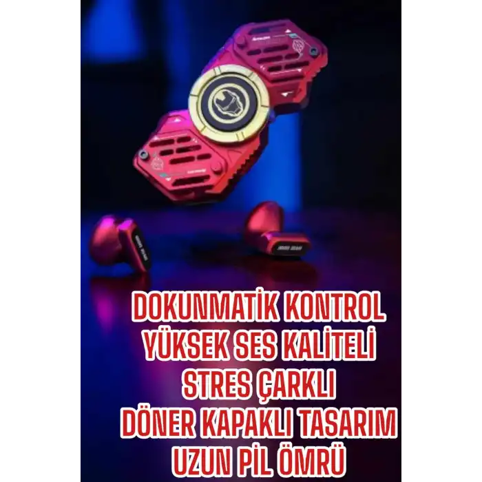 Stres Çarklı Bluetooth Kulaklık Kablosuz Kırmızı Yüksek Ses Kaliteli