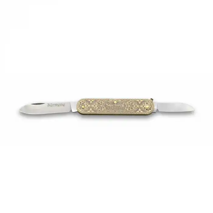 Eco Lounge Sürbısa 61804 Pirinç İşlemeli Sürmene Çakısı 5,5 / 3,5 cm - Çift Bıçaklı