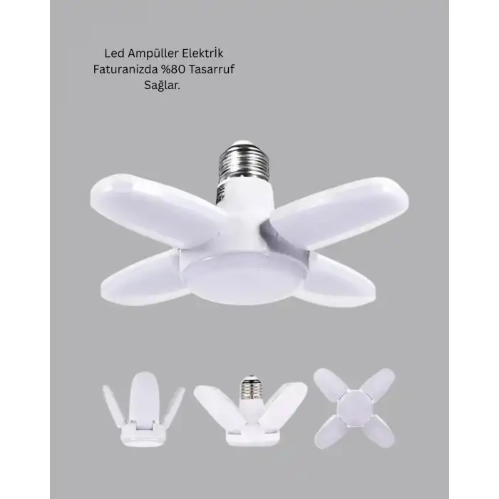 Tasarruflu Pervane LED Ampül 4 Kollu 60 Watt Geniş Alan Aydınlatma