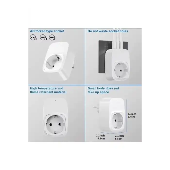 Tekli Yüksek Voltaj Korumalı Duvar Prizi 2x Type-c 1x Usb Çıkışlı Priz Grup Priz Çoğaltıcı Siyah