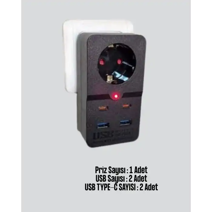 Termal Korumalı Priz Otomatik Çocuk Kilidi 4 Usb Type C