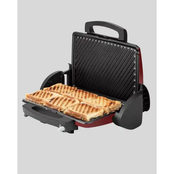 Tost Makinesi Kırmızı Döküm Plaka 6+ Dilim Çok Kapasiteli Izgara