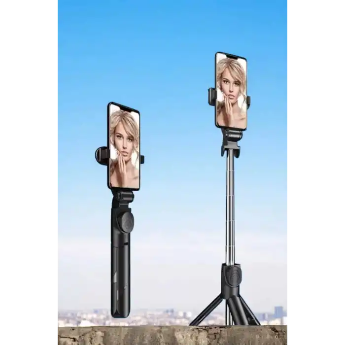 Tripod Kablosuz Bluetooth Bağlantılı Selfie Çubuğu 360 Derece Dönebilen