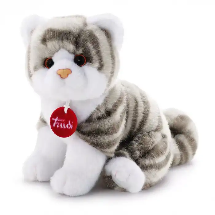 Trudi Brad Peluş Beyaz Gri Kedi 20 cm