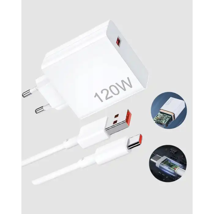 Turbo 120W Hızlı Şarj Cihazı Type-C Kablolu