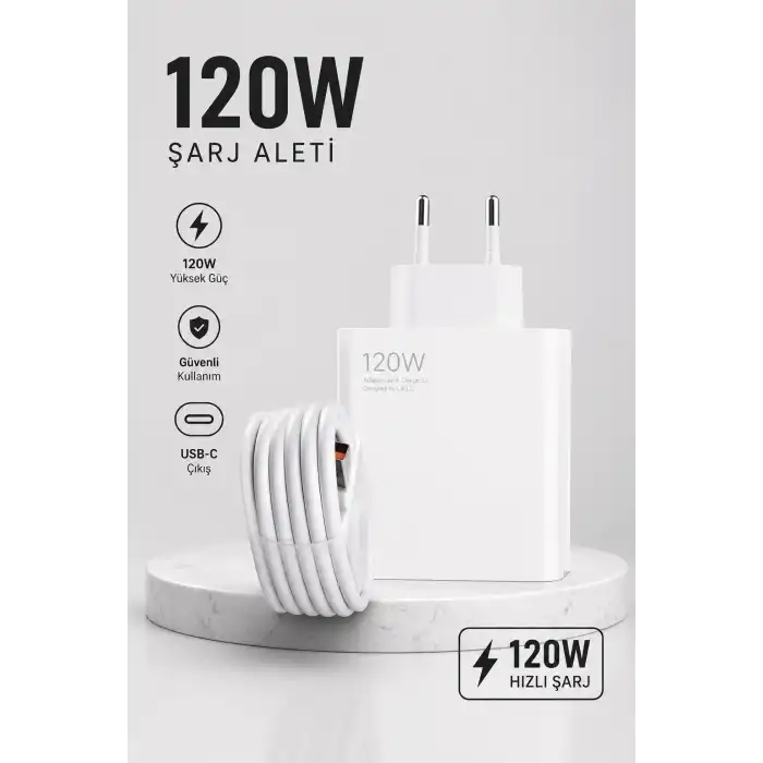 Turbo Hızlı Şarj Destekli 120W USB-C Şarj Seti