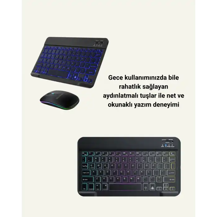 Türkçe Q Klavye Düzenli RGB Kablosuz Klavye Mouse Set