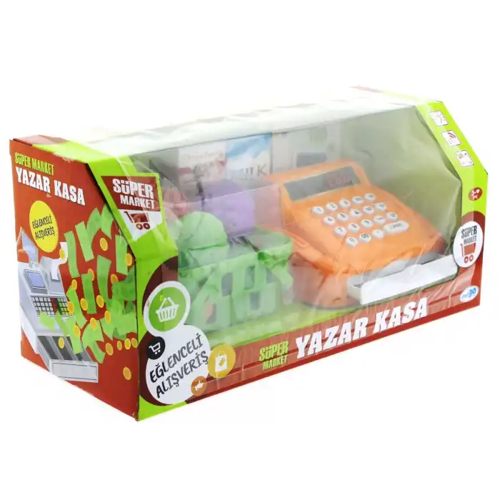 Turuncu Yazar Kasalı Market Seti
