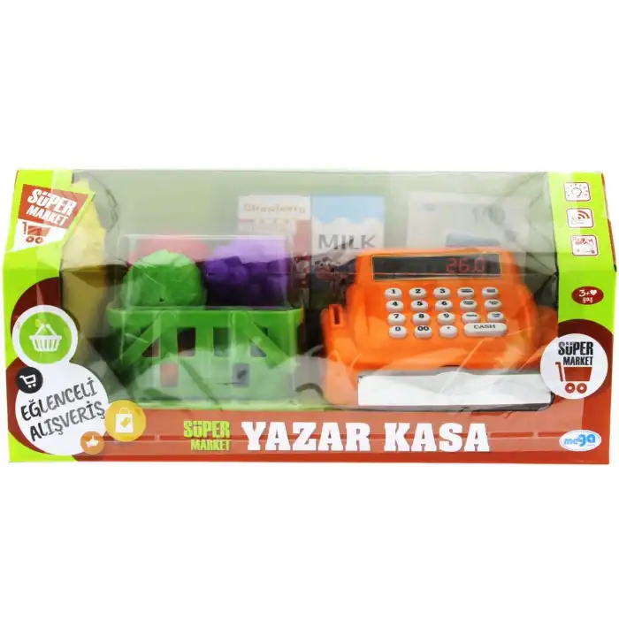 Turuncu Yazar Kasalı Market Seti