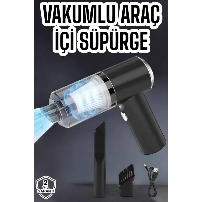 Üflemeli Güçlü Vakumlu Ev Ofis Araç Süpürgesi El Süpürgesi Şarjlı