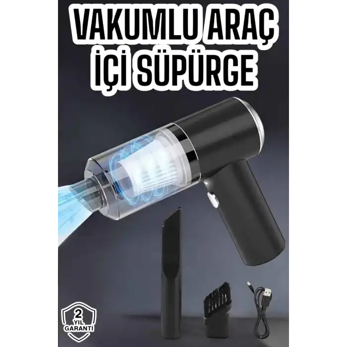 Üflemeli Güçlü Vakumlu Ev Ofis Araç Süpürgesi El Süpürgesi Şarjlı